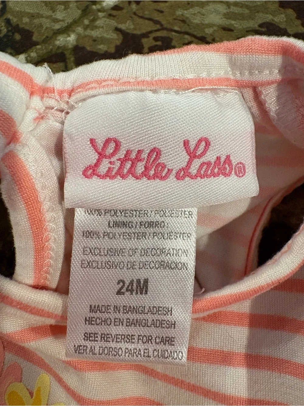 Little Lass Pink Coral Striped Floral Heart Tulle Dress